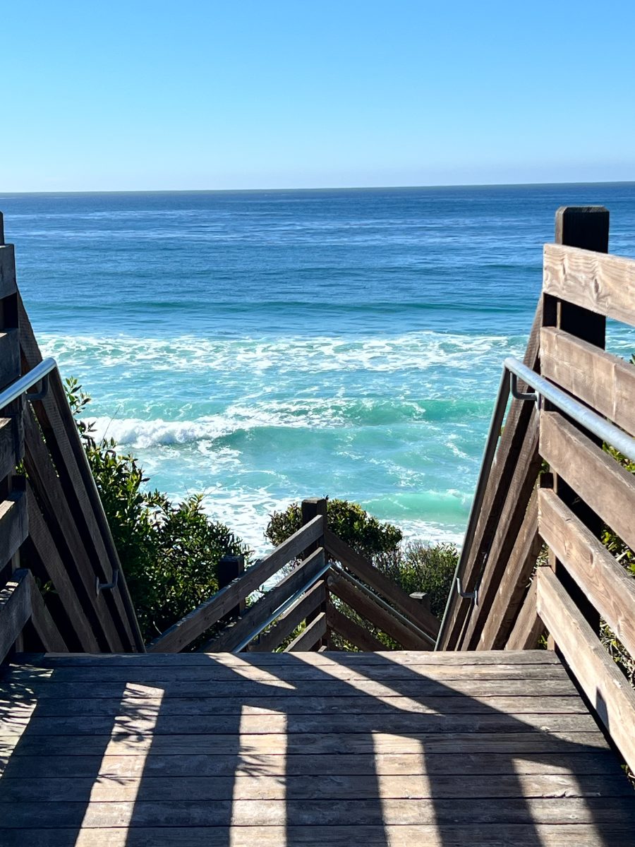 Wooden stairway down to the beach, Carmel